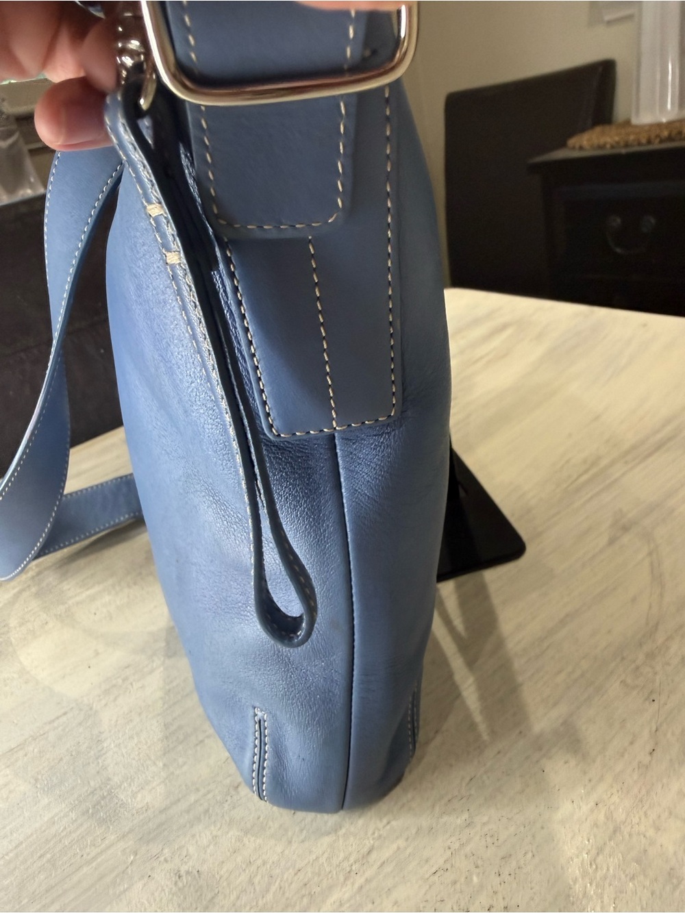 Vintage Y2K Coach Dusty Blue Legacy Leather Crossbody Hobo Bag - Picture 4 of 12